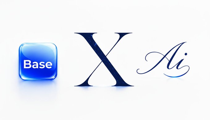 The image features a logo for Base with the letters "X" and "A" written in blue font. Below this, there's an illustration of a blue square app icon with the words "Base x AI" written below it. The text on the image suggests that the Base platform is focused on providing agents with access to services instead of just holding wallets, as indicated by the phrase "a verified trust layer, programmable payments, and MCP automation".