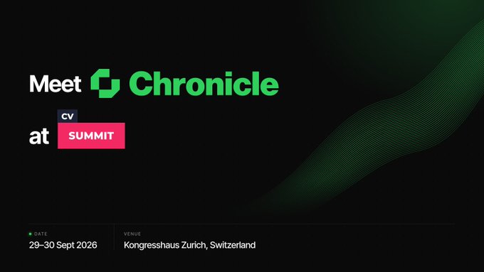 A promotional graphic announcing 'Meet Chronicle at CV SUMMIT' on 29-30 Sept 2026 at Kongresshaus Zürich, Switzerland.