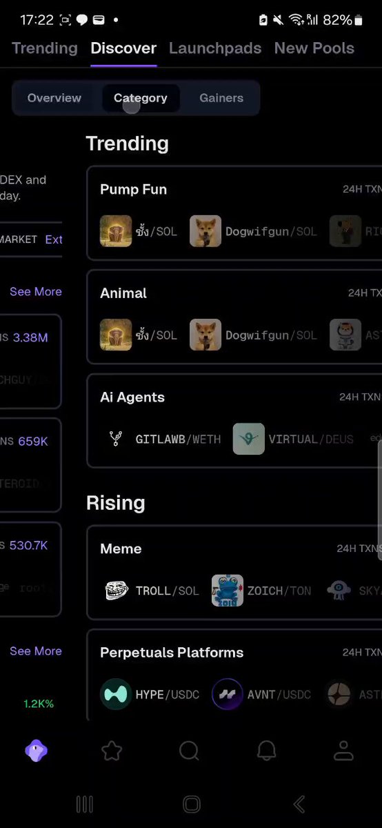 The image shows a phone screen displaying information about virtuals, specifically AI agents. The screen has a list of virtuals with their descriptions and ratings. One of the virtuals is named "AI agent" and another one is labeled as "AI agent's narrative". The screen also displays a timeline showing when these virtuals were active in the system. The post mentions that there are new pools being launched, which could be related to the AI agents or other virtuals on the platform.