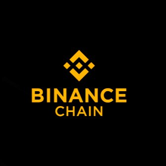 A black background displays the Binance Chain logo with 'BINANCE CHAIN' text in orange/gold.