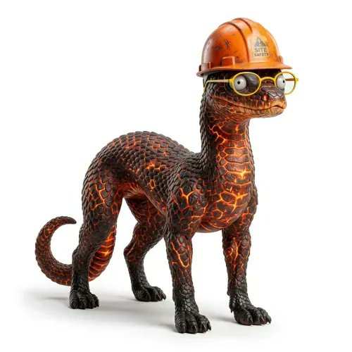 The image features a dinosaur statue of a brain-shaped creature, possibly a dinosaur or an alligator with a skull. It's wearing an orange hard hat and has its feet up while standing on its hind legs. The statue includes some text that reads "BRAINROT # 1408 sold for 0.175ETH". In the background, there is another image of an identical statue in front of a white wall.