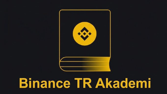 The image features the Binance TR Akademi logo, displayed as a yellow book icon containing the Binance emblem on a black background, with the text "Binance TR Akademi" written below it. This aligns with the post's recommendation of Binance TR Akademi as a valuable educational resource for crypto beginners and those looking to expand their knowledge, including topics like Bitcoin.