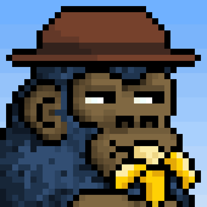 The image features a monkey wearing a hat, holding a banana with one hand while eating another banana with his mouth open. There are two bananas visible in the scene - one being held by the monkey and the other placed near him. The monkey is also wearing a brown hat that matches its fur color.