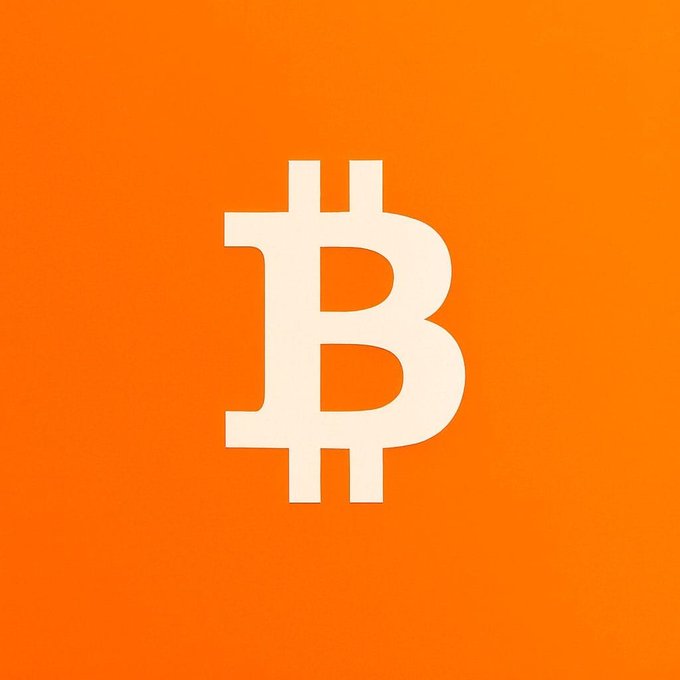 A Bitcoin logo featuring the white '₿' symbol centered on an orange background.