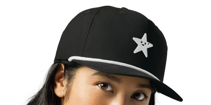 The image features a person wearing a black baseball cap with a white star design on it. The person's face is partially visible behind the hat, giving an impression of them peeking out from behind their head. The caption below the photo reads "Coding $SUI claim option into @starfishgamebot Should be up within the week. BTC, BNB, ETH prediction game next." This suggests that there might be a gaming project related to the starfish character in the image.