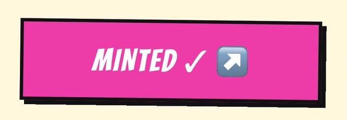 A pink rectangular graphic displays the word 'MINTED' in white text with a checkmark and a blue arrow icon.