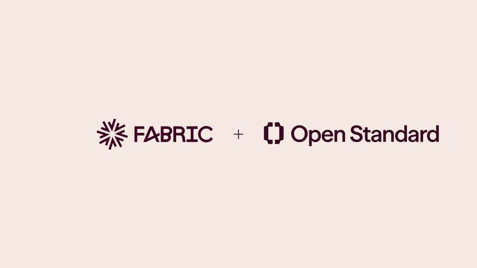A logo graphic on a beige background displaying 'FABRIC' and 'Open Standard' separated by a plus sign.
