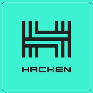 The image shows the Hacken logo, featuring a stylized black "H" emblem on a turquoise background with the word "HACKEN" beneath it. It appears as branding for Hacken, the cybersecurity firm cited in the post reporting that crypto lost $764M to hackers in Q2 2026.