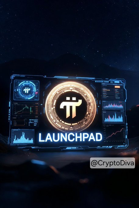 A futuristic digital dashboard displays the Pi Network logo alongside "LAUNCHPAD" text, framed by glowing crypto trading charts and analytics panels against a starry night sky, visually reinforcing the post's message about Pi Network's upcoming Protocol 27 mainnet launch in 6 days.