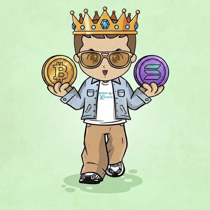 A cartoon "chibi" character wearing a gold crown and sunglasses holds a Bitcoin and a purple crypto coin, with text reading "Grasp the Mooners" on his shirt—matching the weekend vibe with a royal, playful nod to the crypto ₿illionaire lifestyle.