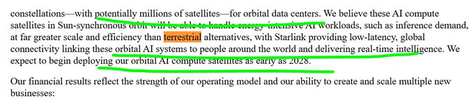 The image shows a page with an orange text highlighting some information about space exploration. The focus of this text seems to be on the Space X IPO, which has recently made headlines as a direct-to-cell satellite technology company. The post mentions that Elon Musk will pay 100x-200x times for investing in SPACEX, implying his potential involvement and impact on the future of space exploration. This could lead to new capabilities, such as faster communication or navigation systems via satellite connections, revolutionizing how information is accessed and shared around the world.