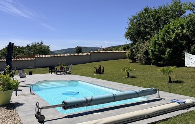 The image shows a large swimming pool with a blue cover, surrounded by lush green grass and trees. A few potted plants are placed around the pool area, adding to the natural ambiance of the scene. The sky above appears clear and blue, suggesting pleasant weather conditions for outdoor activities like swimming or relaxing in the backyard.

The post reads: "nature is healing peace is near $POLY is coming life is good". This message emphasizes the connection between nature and well-being, as well as the importance of maintaining a healthy environment to promote relaxation and tranquility. The image also highlights the beauty of the natural surroundings, with the pool and its surrounding greenery creating an inviting atmosphere for outdoor leisure activities.