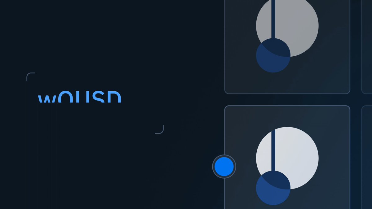 The image shows a close-up of an animated graphic design featuring blue circles with white halves, all situated on a black background. The graphic has a logo and text that reads "wOUSD". Around this central design, there are four additional blue circles with white halves positioned at various distances from the central circle. The overall composition creates a sense of depth, with the larger circles being closer to the viewer and the smaller ones further away. In the context of the image, it appears that someone is looking at or discussing this interesting visual design featuring abstract shapes in shades of blue and white on a black background.