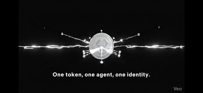 The image features a black background with a silver circle that has been edited to appear as if it's flying through space. The caption below the image reads "One token, one agent, one identity". This phrase seems to be a reference to the concept of digital identity and how people create multiple online personas or identities for various purposes.