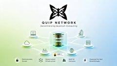 The image features a poster for Quip Network, which promotes a testing environment called "quip network". The poster displays various symbols representing different aspects of the testing process, such as a butterfly, a computer, and a cloud. It also includes text that encourages users to participate in the testing process by completing tasks and running Node instances. The overall theme is educational, with the focus on learning about the Quip Network ecosystem and its potential applications for network development.