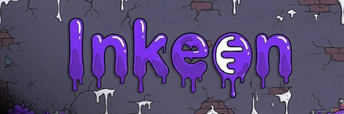The word 'Inkeen' written in purple dripping bubble letters on a cracked wall background, appearing to be a channel or brand logo.