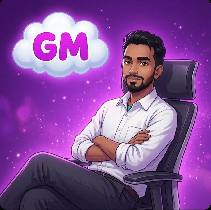 The image features a cartoon man sitting in an office chair, with his arms crossed. The background of the image is purple, which complements the cartoon character's attire. The caption below the image reads "Good morning CT Community is built one contribution at a time. That’s why I enjoy following @sleepagotchi". This caption highlights the importance of consistent engagement in the community and how it contributes to the growth of the project.