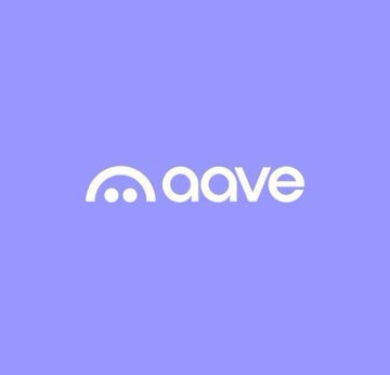 A minimalist logo for 'aave' displayed in white on a solid purple background.
