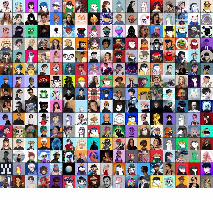 A large grid displaying hundreds of user avatars and profile pictures in colorful tiles.