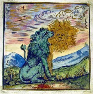 A colorful hand-drawn illustration depicts a majestic lion-like creature with a human face on the sun gazing up at a radiant sun in a fantasy landscape, with the word "MAGICMODE" fitting the mystical, otherworldly theme of the artwork.