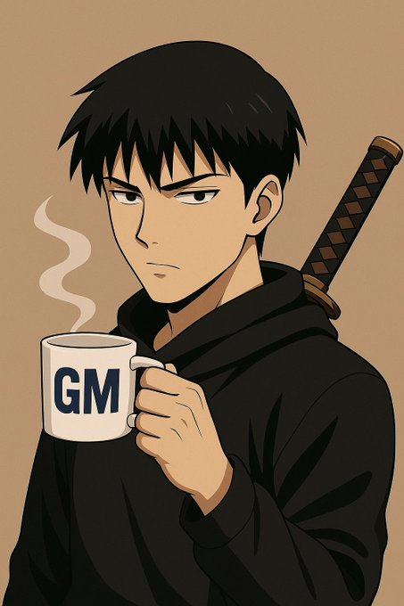 The image features a cartoon boy holding a cup with the word "GEM" written on it, which appears to be coffee or tea. The boy seems to be enjoying his drink while posing for the picture. The caption of the image reads "Good Morning CT A new day brings new opportunities to grow within the @FIH_USD1 ecosystem". This suggests that the image is related to a social media post promoting a brand, possibly a coffee shop or café, and it aims to engage with its audience by sharing a relatable moment.