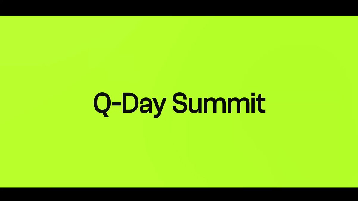 The image features a large yellow square that says "Q-day summit" written in black text. The background of the image is gray, which contrasts nicely with the bright yellow square. The caption below the image reads "QUIP NETWORK: STEPPING INTO THE SPOTLIGHT! The quantum computing buzz is getting hotter by the second, and @quipnetwork just stole the show by becoming an official partner for the Q-Day Summit this June 6th!".