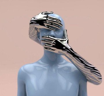 The image features a blue human figure wearing silver gloves covering its eyes. The figure appears to be in a state of distress or discomfort, with one hand placed over its face as if trying to block out something unpleasant. The background is a light pink color that contrasts with the blue body and adds depth to the scene. The caption below the image reads "Mornin' Homie No sleeping on the grind, we're back at it with the heavy work rate, standard procedure @quipnetwork Man's already broken down how they're scaling with the L3s, but check the actual tangible outputs dropping on the TL right now."