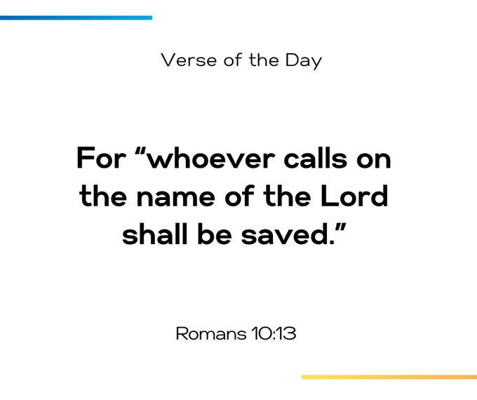 A 'Verse of the Day' card displaying the Bible verse Romans 10:13: 'For whoever calls on the name of the Lord shall be saved.'
