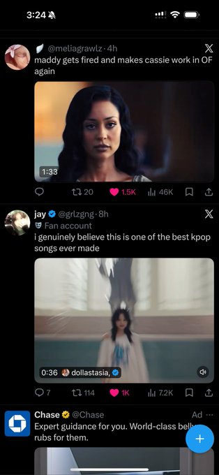 iphone screen displays three Twitter feeds, including a photo of a woman and two text messages from users named Jay and Jayz.