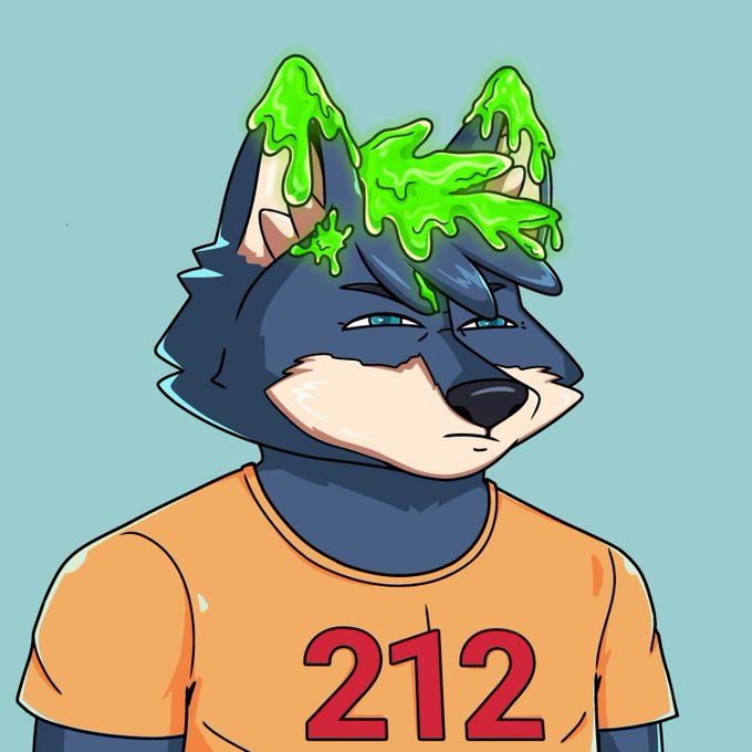 The image features a cartoon dog wearing an orange shirt with the number 212 printed on it, standing against a blue background. The caption below the image reads "The @wolfswapdotapp team and the $PACK are working together to make Cronos the best chain in the world." This suggests that the image is related to a post about the collaboration between the @wolfswapdotapp team and the $PACK, possibly discussing their joint efforts or promoting a product.