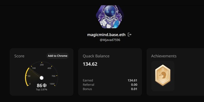 The image shows a screenshot of a social media dashboard for an account named "MagicMindBaseEth". The dashboard displays various information such as the user's score, achievements, and other relevant data. The post also mentions that the focus should be on creating real value rather than chasing metrics or rewarding noise. This message is related to the content displayed in the image by highlighting the importance of meaningful participation and genuine effort over mere numbers and statistics.