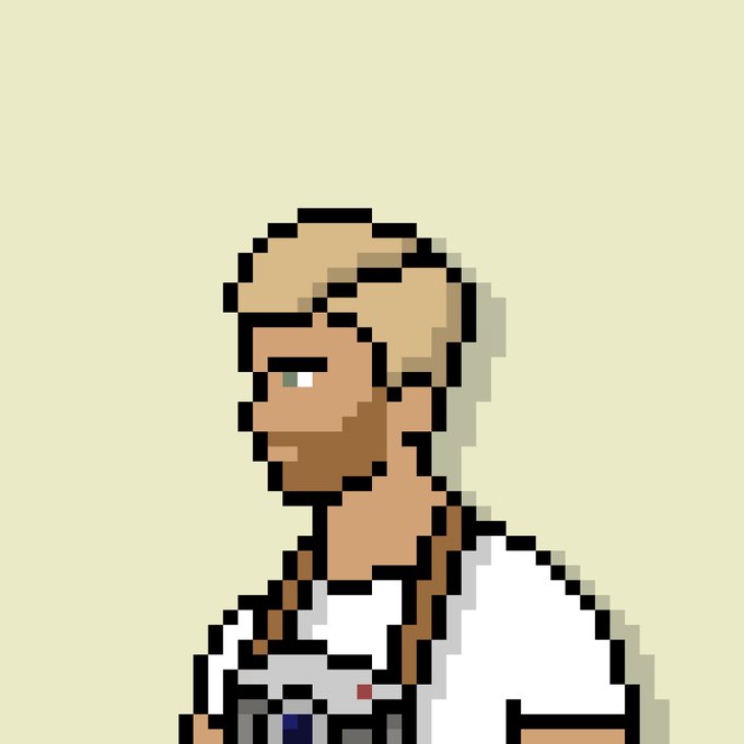 A pixel-art illustration of a man with blonde hair and a beard holding a camera, corresponding to the "Allowlist snapshot 📸🔜" mentioned in the accompanying post.