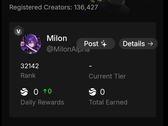 The image shows a social media post about a game called "RIVER!" that has been posted by Milon Alpa, who is known for his role as a character from the anime series. The post highlights the importance of building an authentic community in the game and emphasizes the value of genuine interactions among players. It also mentions the game's title, "RIVER!", and the number of rewards earned, which are $RIVER! Season 5.