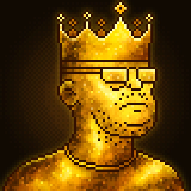 A pixel-art golden statue wearing a crown against a dark background, evoking the phrase "we have unfinished business" as a symbol of enduring loyalty and unfinished legacy worth returning to.