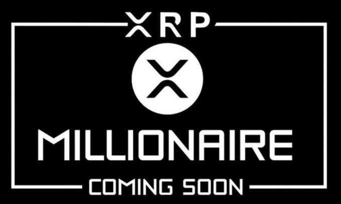 A black promotional graphic displaying the XRP logo with the text 'XRP MILLIONAIRE COMING SOON'.