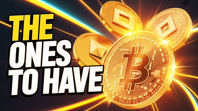 A bold promotional graphic featuring glowing golden Bitcoin and other cryptocurrency coins against a dark background with dynamic light streaks, alongside the bold yellow-and-white text "THE ONES TO HAVE." The striking imagery ties directly to the post's theme of highlighting two altcoins gaining major attention during altcoin season.
