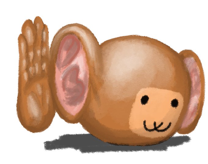 A cute digital illustration of a round, cartoonish brown creature with large pink-lined ears and a small face, likely serving as a mascot or NFT art piece. The image likely represents an NFT project mentioned in the post, complementing the creator's mention of cooking their next NFTs for the stock chain.