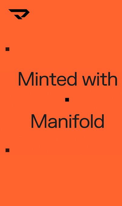 An orange graphic with the text "Minted with Manifold" and a small logo in the top left corner.