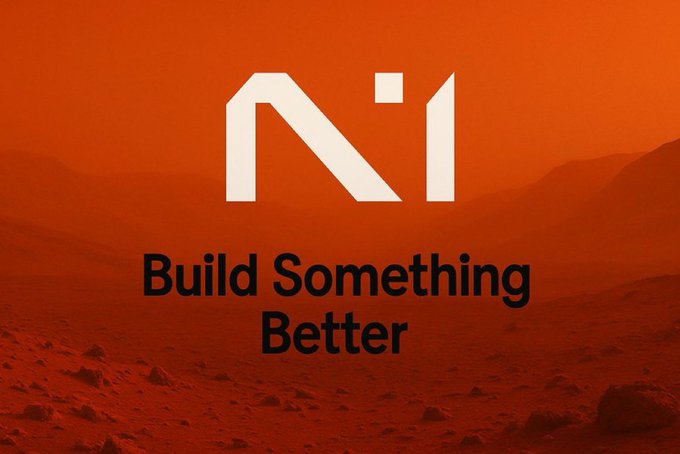An orange-tinted image of a rocky landscape with the white logo 'N1' and the text 'Build Something Better' in black.