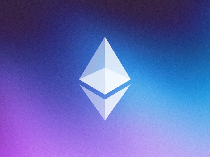 The Ethereum logo is displayed against a blue and purple gradient background, symbolizing the cryptocurrency central to BitMine's treasury accumulation strategy announced by Chairman Tom Lee at Token2049.