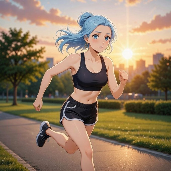 The image features a woman running down a path with her hair blowing in the wind as she runs past trees. The sun is setting behind her, creating a beautiful backdrop for the scene. In the background, there are buildings that add depth to the image. The caption of the image reads "Good morning legends Most conversations in tech are still centered around scaling AI... but a quieter shift is happening in the background how we prepare for computing models beyond classical systems @quipnetwork". This suggests that the woman running down the path might be inspired by or related to the emerging field of artificial intelligence and its impact on technology.