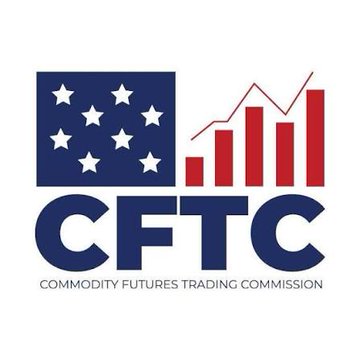 The image shows the official logo of the Commodity Futures Trading Commission (CFTC), featuring its signature navy blue star-spangled design paired with a red bar chart and arrow, representing the agency referenced in the article about Hyperliquid Policy Center and Phantom requesting rule updates regarding onchain protocol software registration requirements.