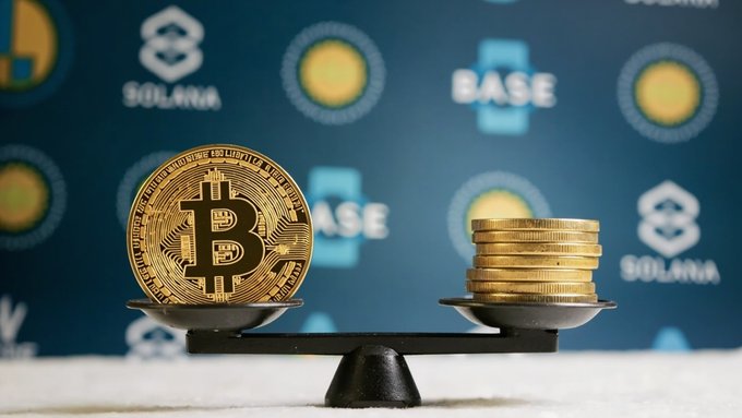 The image shows two stacks of gold coins placed on a black balance scale against a blue background. The coin stack on the left side of the scale has a total value of $25, while the one on the right side has a value of $40. Given these values and the context provided in the caption, it is likely that the market price for both stacks of gold coins should be around $35 each to balance out their respective values.