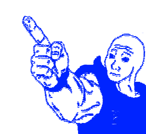 The image features a blue cartoon character with a gun pointing upwards towards the sky. The character appears to be in distress or sadness as they hold up their gun, possibly indicating a sense of urgency or danger. The caption below the image provides context about the character's emotions and the situation depicted.