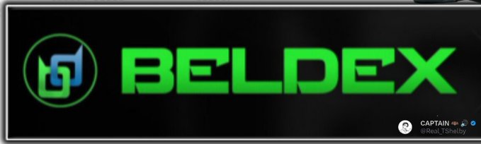Digital banner displaying the BELDEX logo and name in bright green text alongside a circular emblem, with a small 'CAPTAIN @Real_TShelby' watermark in the corner.