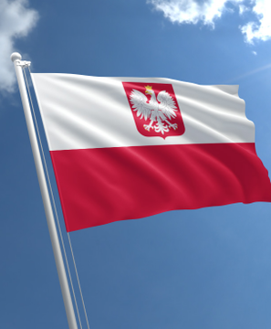 A Polish flag waves against a blue sky, symbolizing Poland's national stance as President vetoes strict EU MiCA regulations to protect domestic crypto firms from excessive oversight.