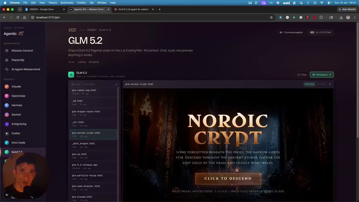 The image shows a computer screen displaying a webpage with a message about a game called "Nordic Cryst". The screen also has a search bar at the bottom that suggests the presence of an SEO agent or content optimizer, which might be responsible for handling the entire SEO workflow in this case.