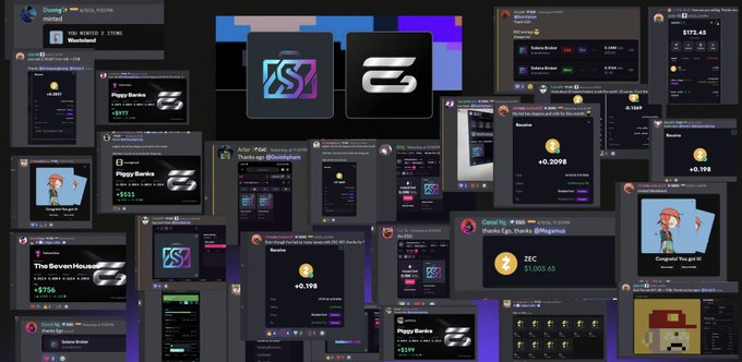 A collage of multiple screenshots featuring various NFT collections, app interfaces, and digital art with prices in ZEC and other currencies.