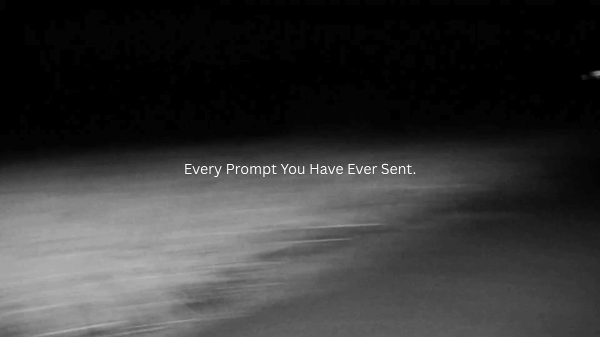 The main focus of the image appears to be a dark, hazy background with a blurry car-like object or vehicle in the lower right corner that doesn't seem to have any discernible details. The text at the top reads "Every prompt you have ever sent" and it's positioned directly under the car-like object. This suggests that there might be some sort of connection between the image content and the post about alignment, though the exact relationship isn't clear from this alone.