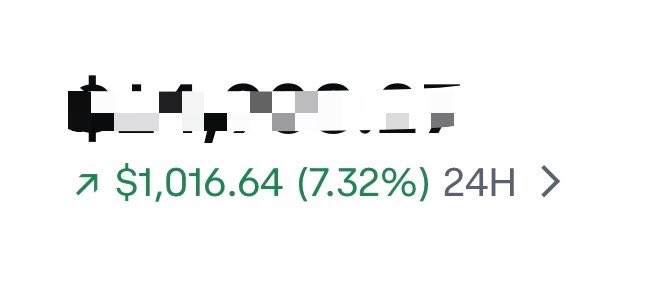 A partially obscured financial ticker display showing a price of $1,016.64 with a 7.32% increase over 24 hours.